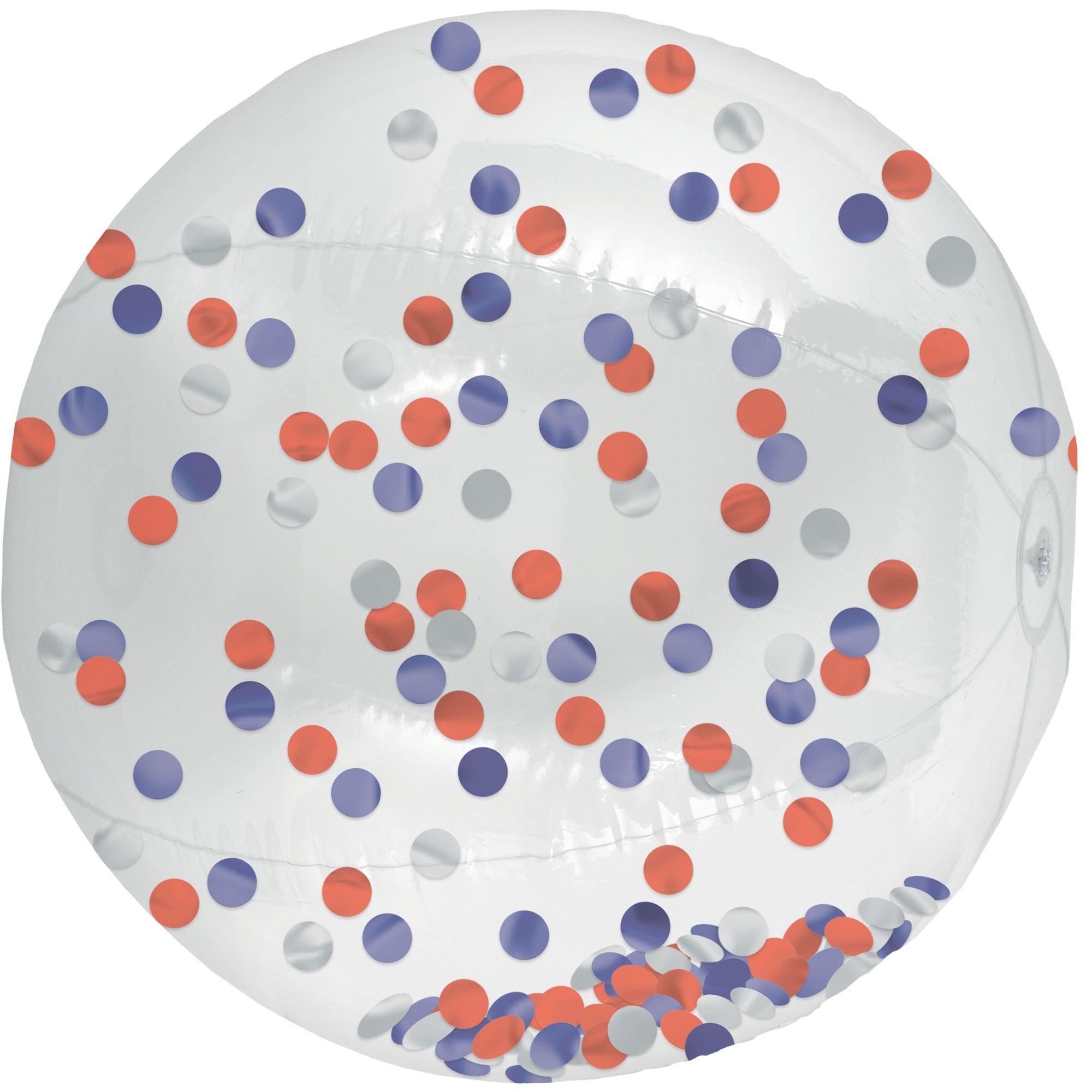 Red, White & Blue Confetti Beach Ball 23in Party City