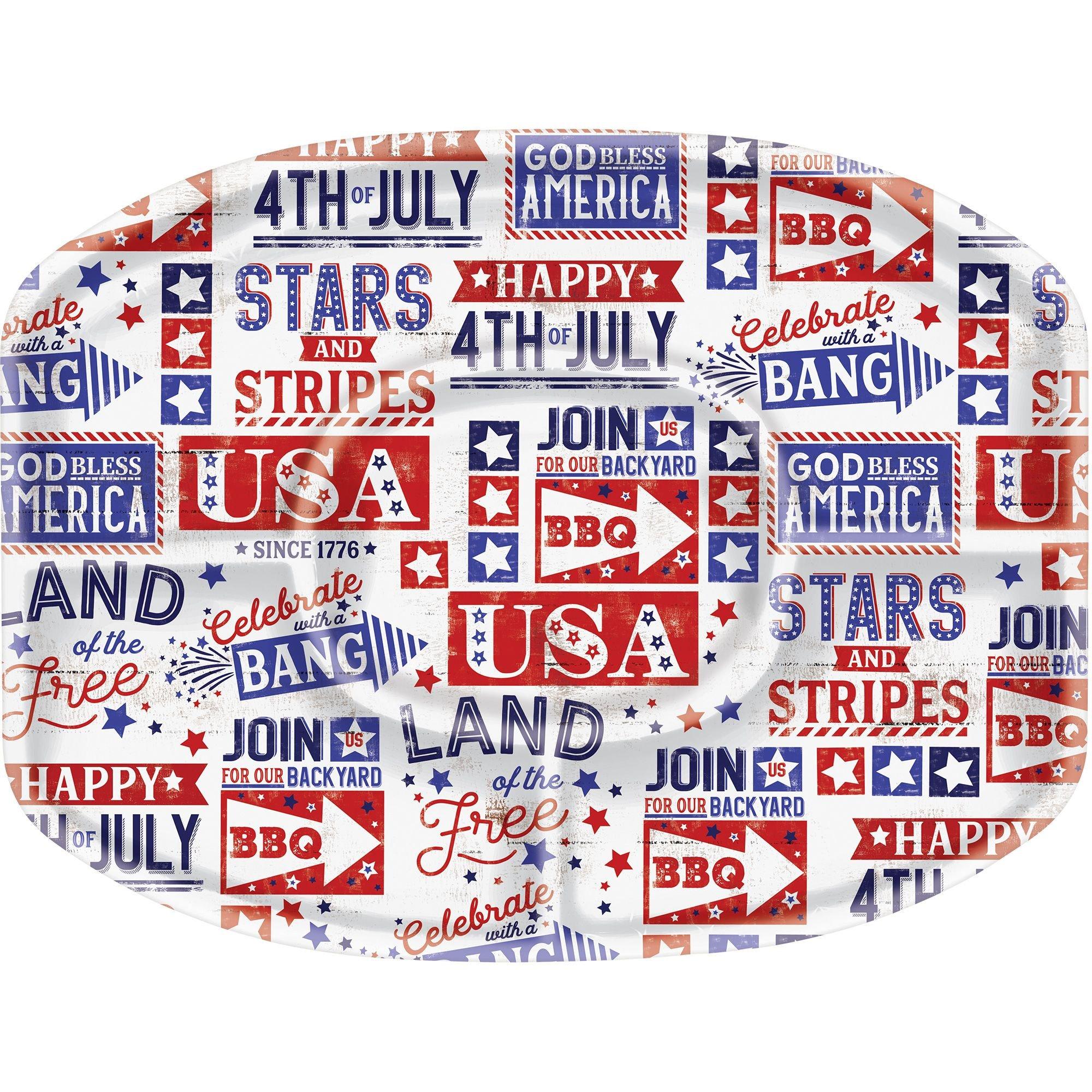 Patriotic Red, White & Blue 4th of July Sectional Platter