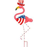 Patriotic American Flag Flamingo Yard Sign
