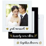 Black & Gold Wedding Magnetic Photo Frames 3ct