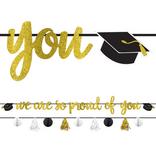 Glitter Gold Proud of You Graduation Banner with Mini Banner