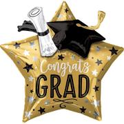 Giant 3D Congrats Grad Star Graduation Balloon, 28in