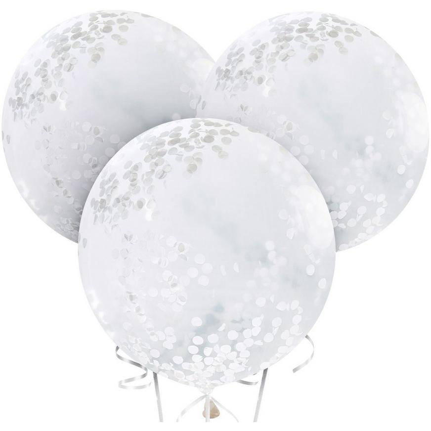 3ct, 36in, Ginger Ray Giant White Confetti Balloons