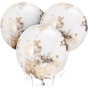 3ct, 36in, Ginger Ray Giant Rose Gold Confetti Balloons