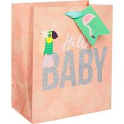Small Glossy Tropical Hello Baby Gift Bag