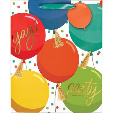 Large Glossy Colorful Balloons Gift Bag, 10.5in x 13in 