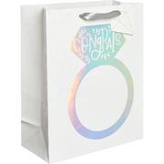 Large Paper Iridescent Engagement Ring Gift Bag, 10.5in x 13in 