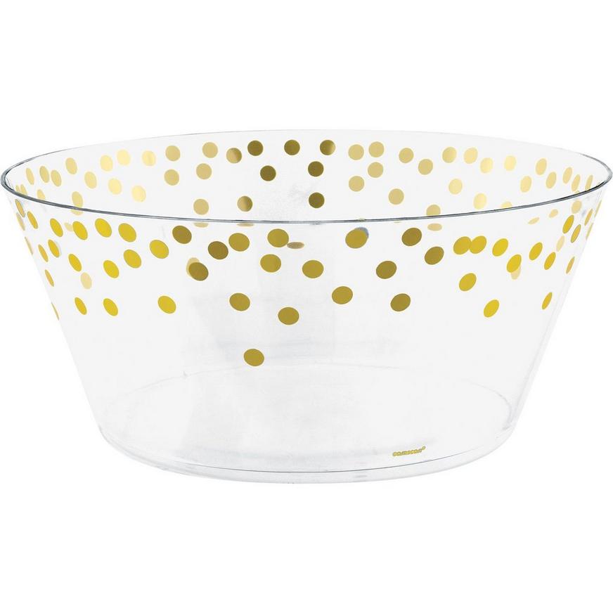 Metallic Gold Polka Dots Plastic Serving Bowl