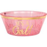 Metallic Gold & Pink It's a Girl Plastic Serving Bowl
