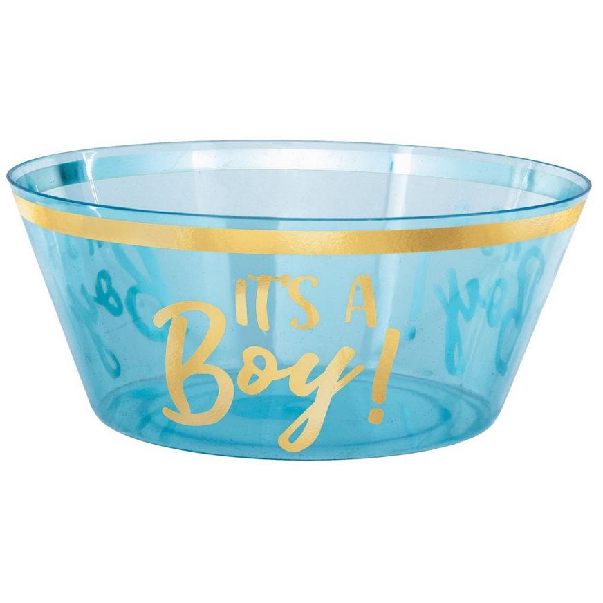 Blue & Metallic Gold It's a Boy Plastic Serving Bowl
