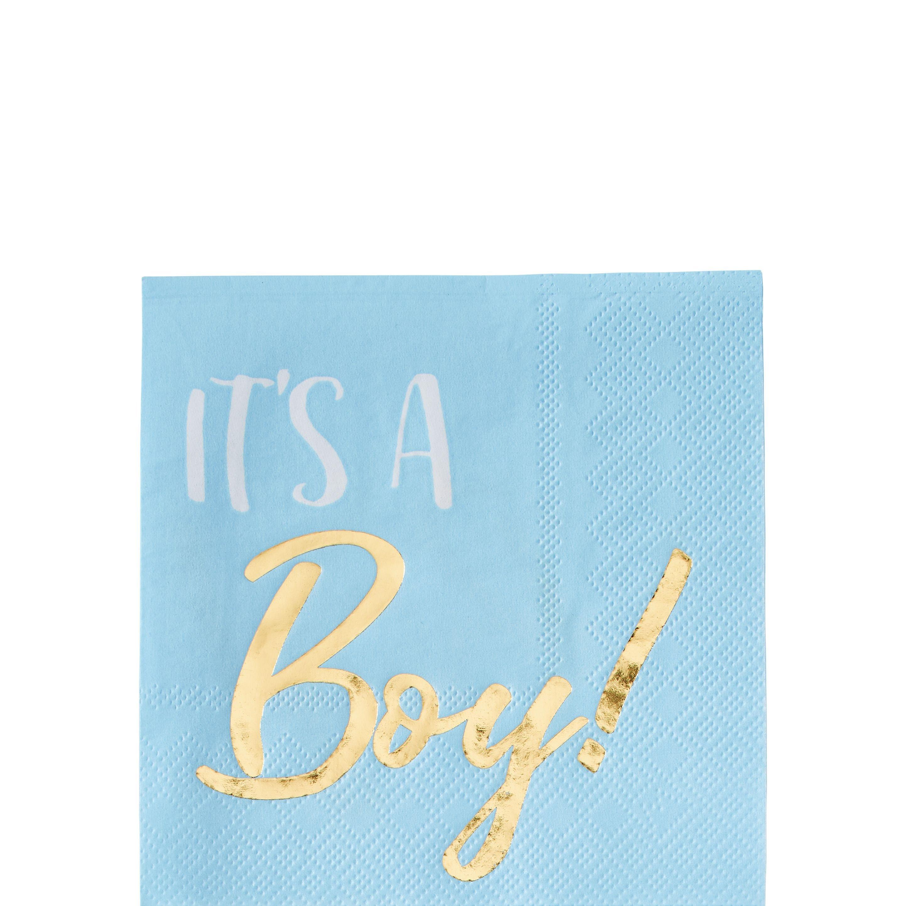 Blue & Metallic Gold It's a Boy Beverage Napkins 16ct