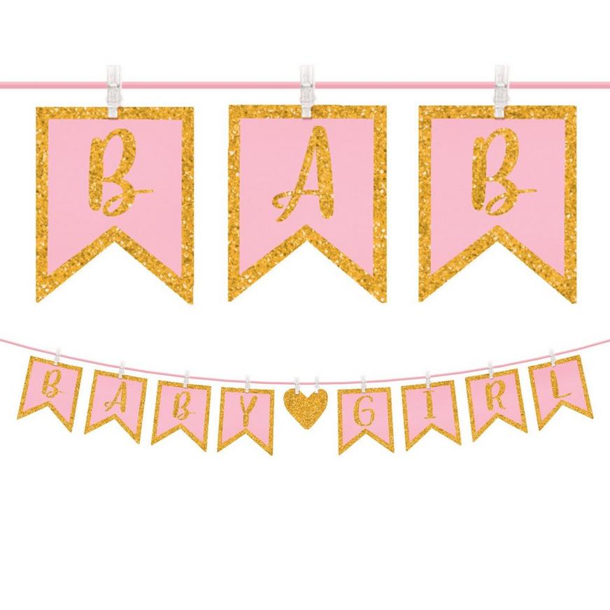 Glitter Baby Girl Clothespin Banner
