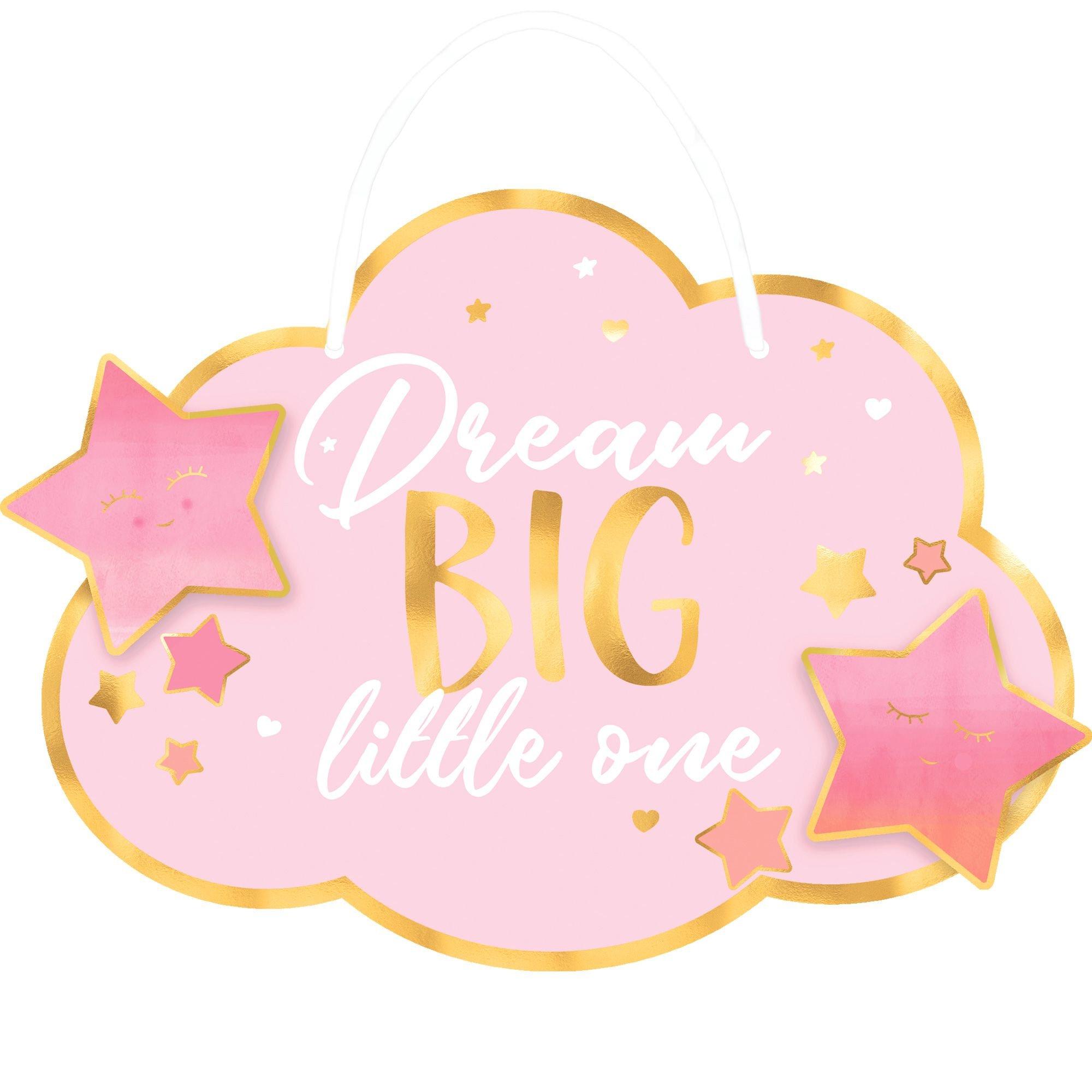Metallic Gold and Pink Dream Big Little One Sign 13 1/2in x 10in