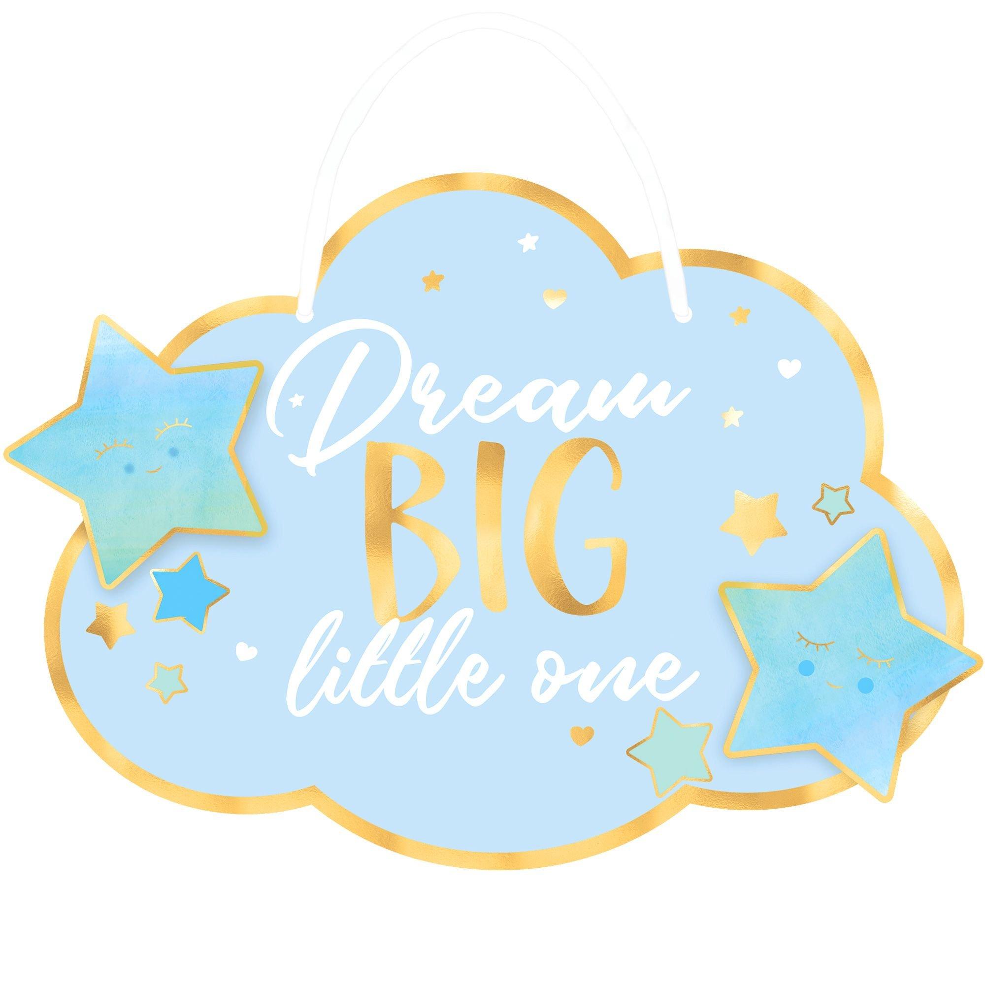 Blue metallic gold dream big little one sign13 1 2in x 10in party city