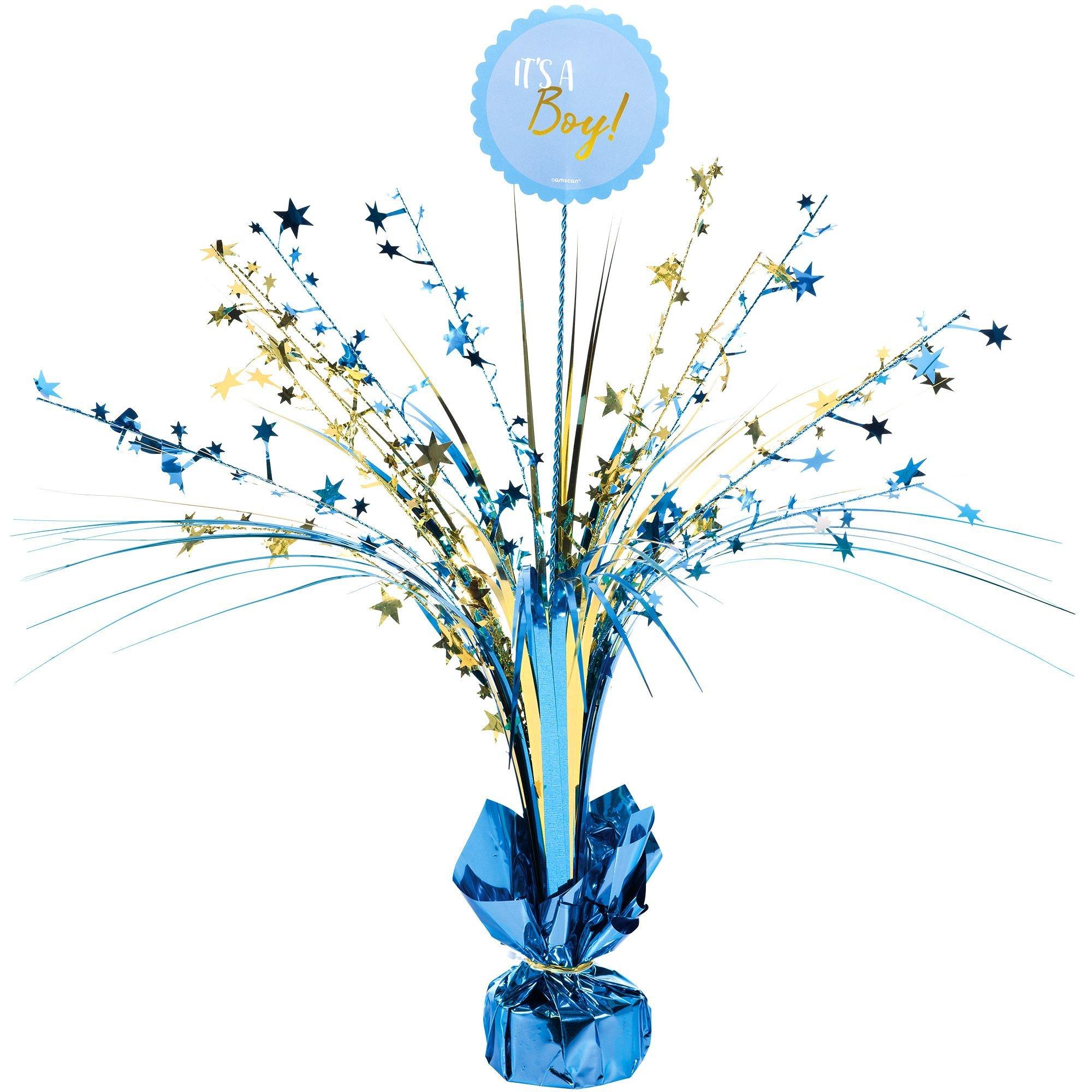 Blue and Metallic Gold It's a Boy Spray Centerpiece