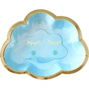 Blue & Metallic Gold Happy Cloud Plates 8ct