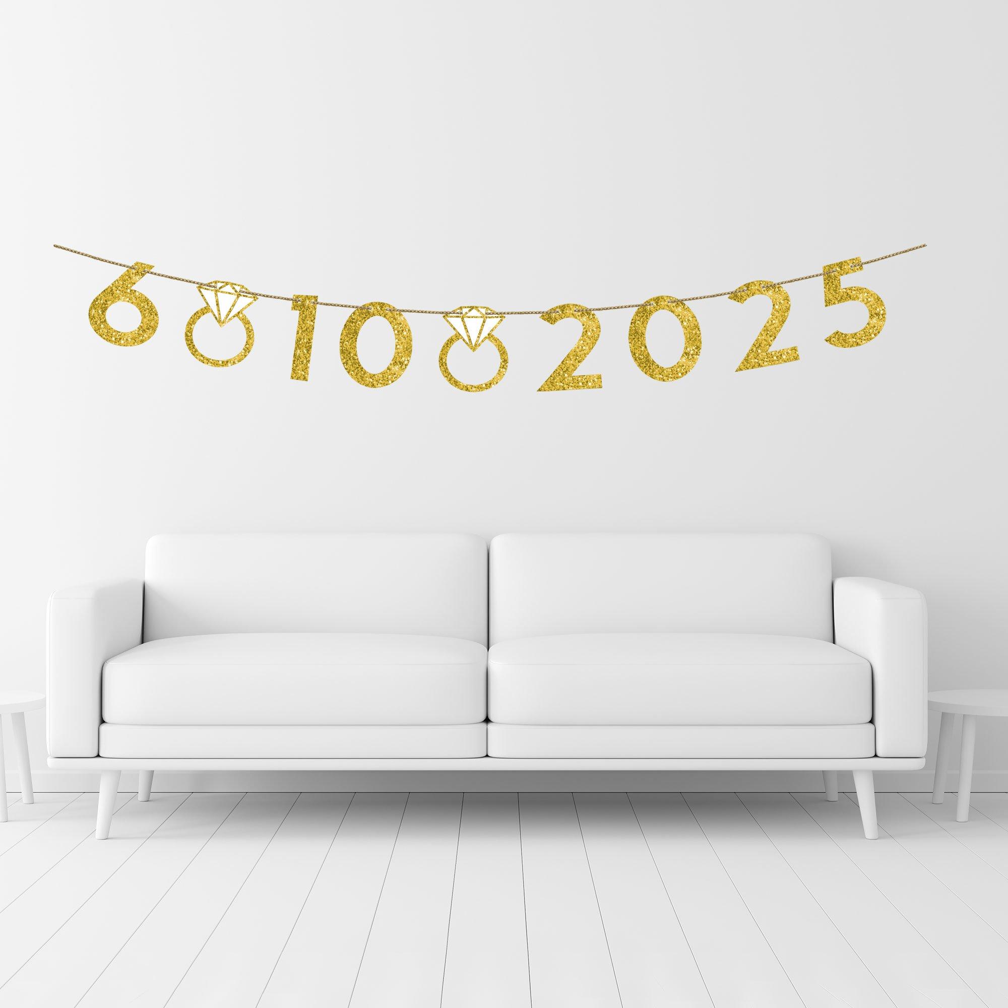 Customizable Glitter Gold Wedding Number Banner Kit 42pc