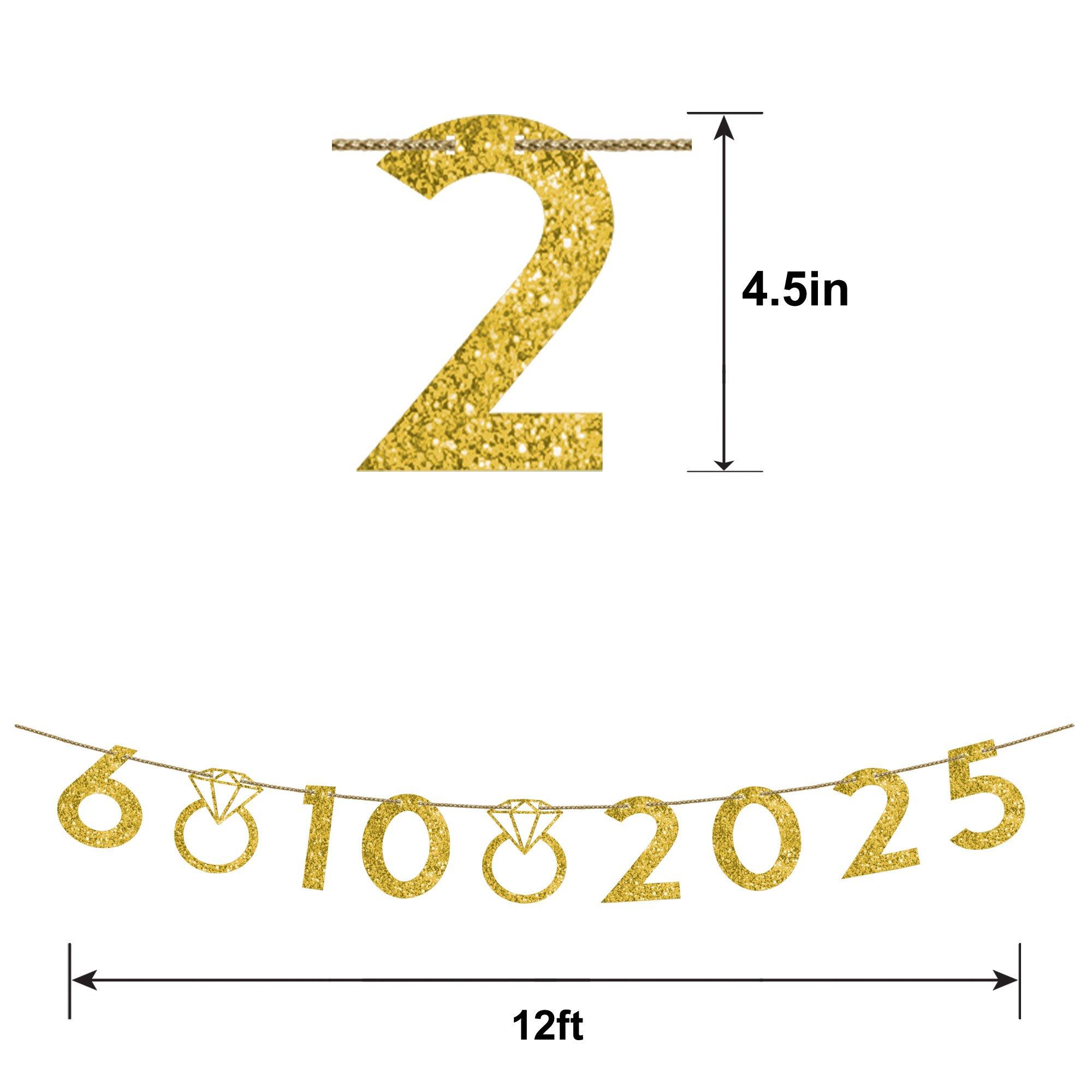 Customizable Glitter Gold Wedding Number Banner Kit 42pc
