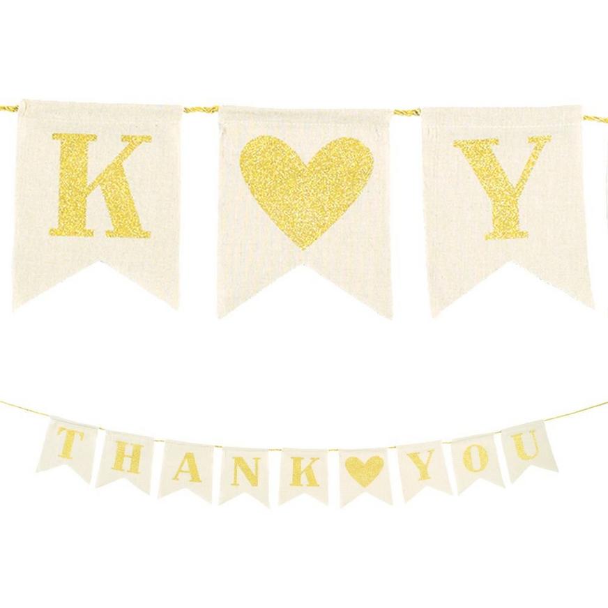 Glitter Gold Thank You Canvas Pennant Banner