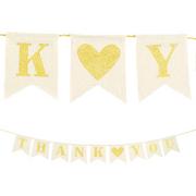 Glitter Gold Thank You Canvas Pennant Banner