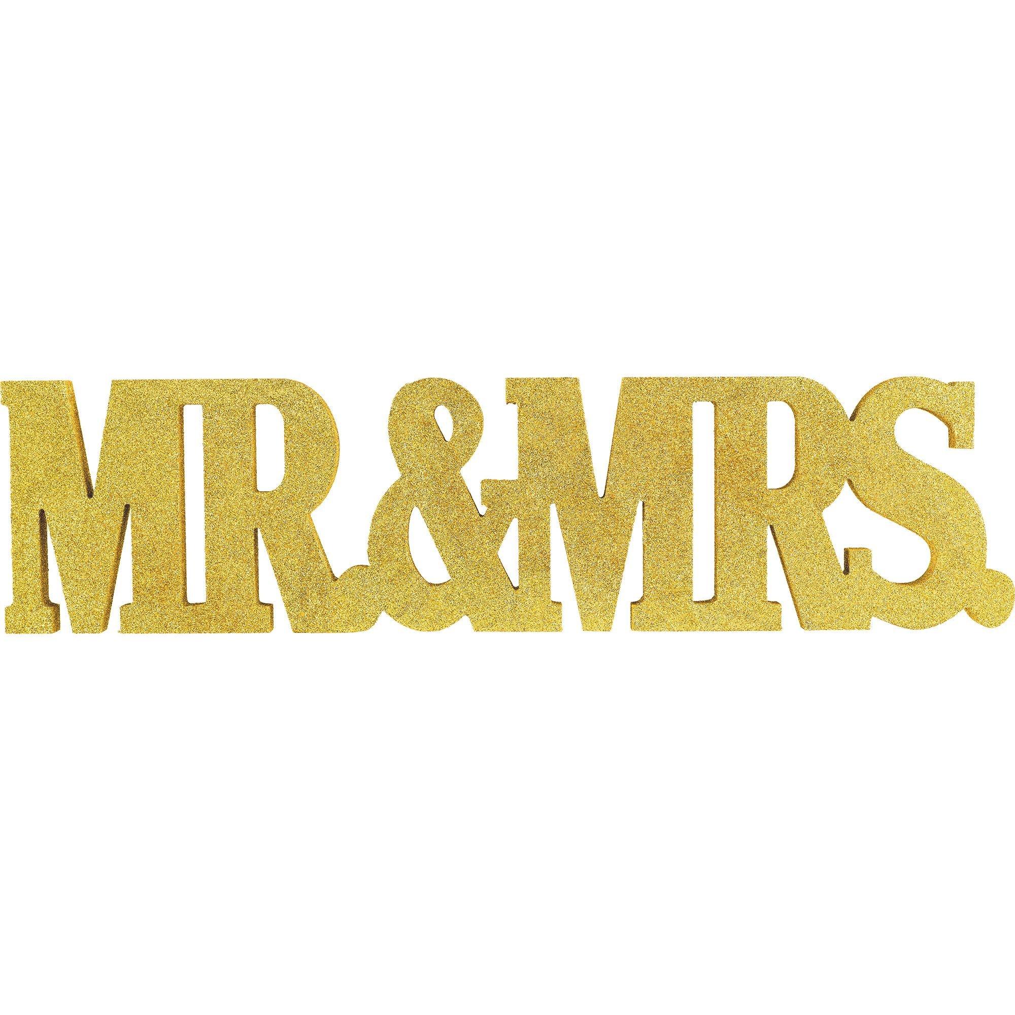 Glitter Gold Mr. & Mrs. Block Letter Sign