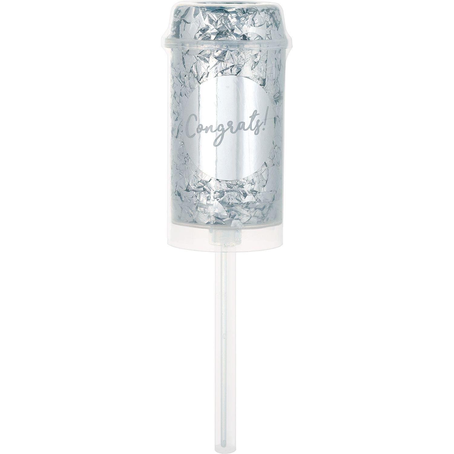 Silver Congrats & Love Confetti Poppers 2ct