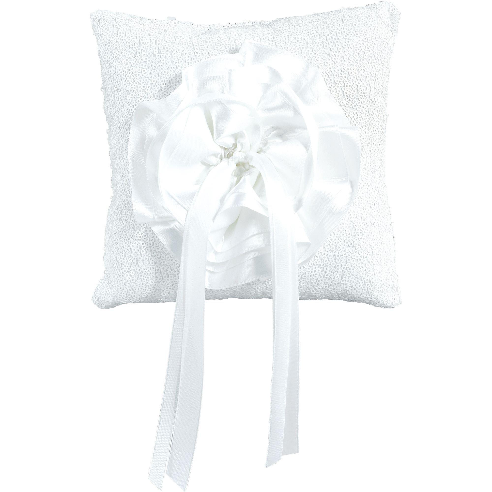 White Sequin Ring Bearer Pillow 7 1/2in x 7 1/2in