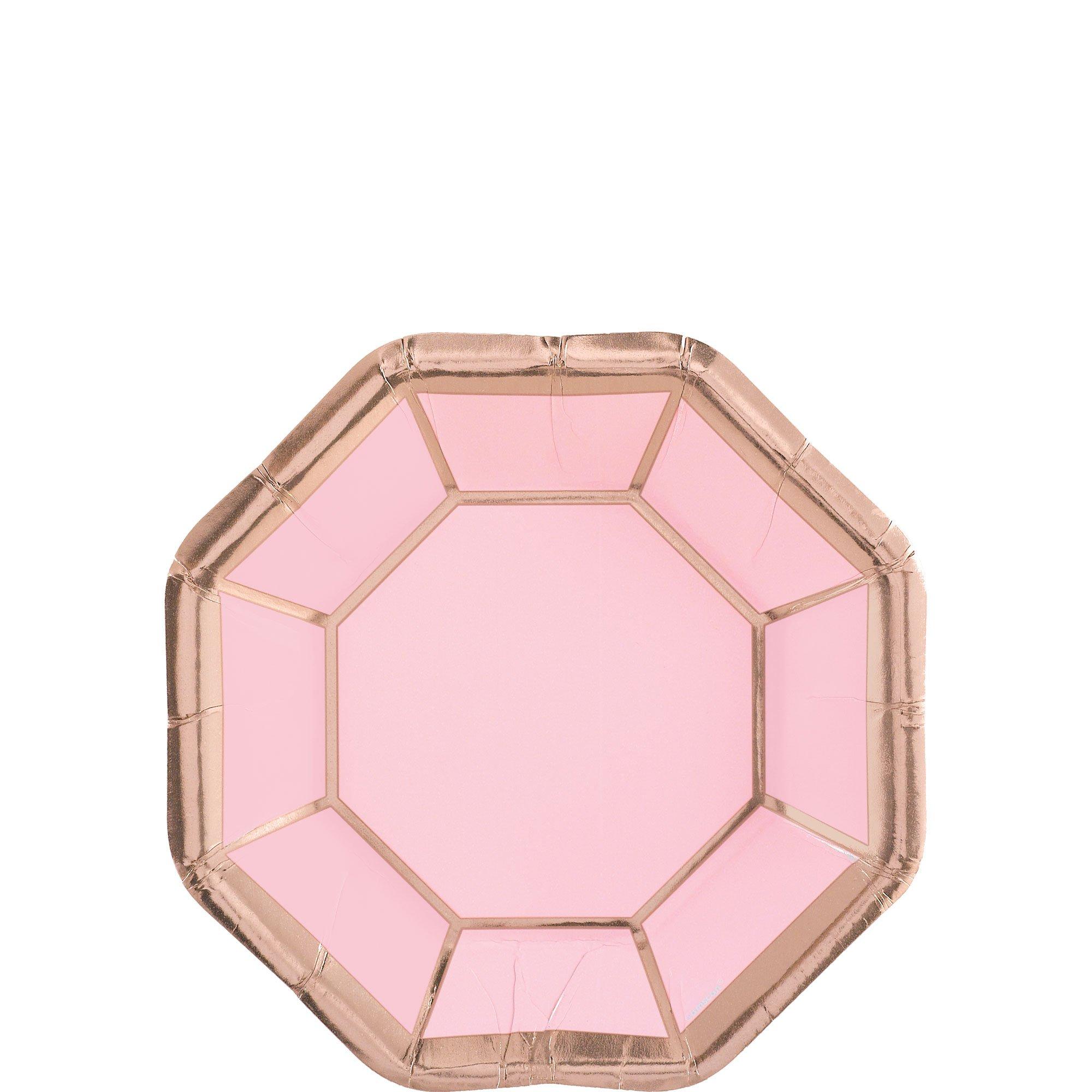 Metallic Blush & Rose Gold Dessert Plates 8ct Party City