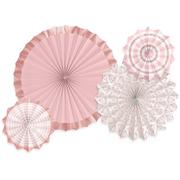 Blush & Rose Gold Paper Fan Decorations 4ct
