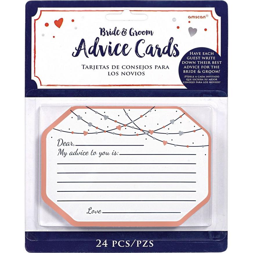 Navy Love Bride & Groom Advice Cards 24ct