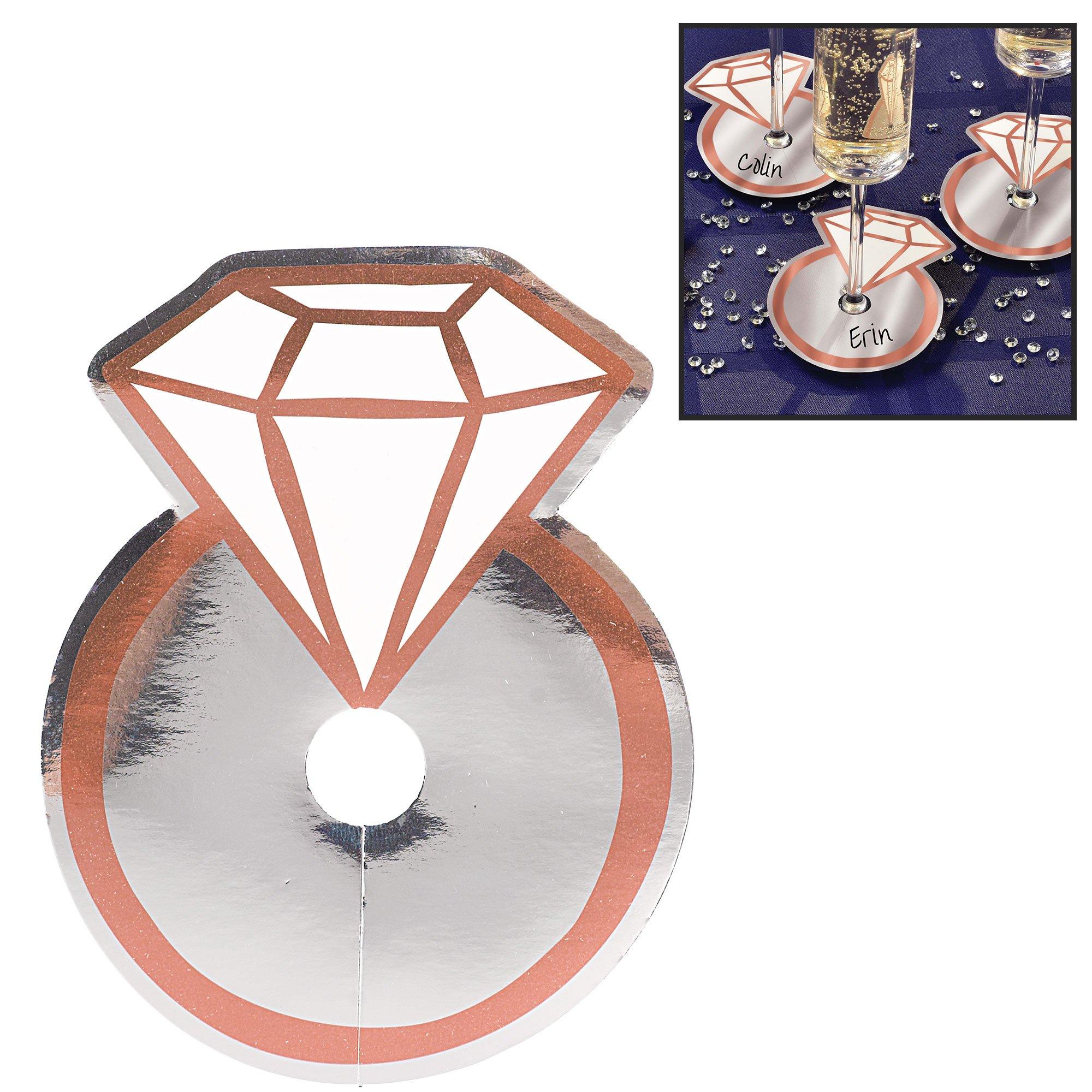 Metallic Rose Gold & Silver Diamond Ring Glass Tags 18ct