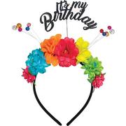 Glitter Floral Its My Birthday Fabric & Plastic Head Bopper Deluxe, 9.5in x 9in