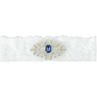 Blue Gem Stone Wedding Garter Plus Size