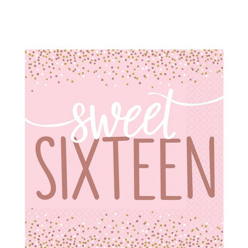 Rose Gold & Pink Sweet 16 Lunch Napkins 16ct