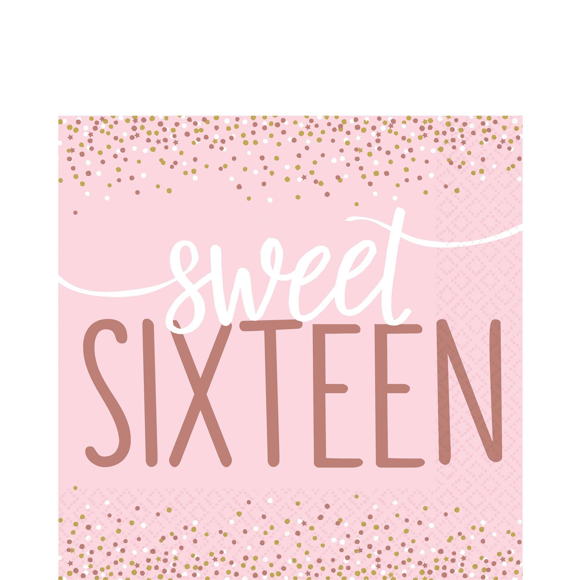 Rose Gold & Pink Sweet 16 Lunch Napkins 16ct