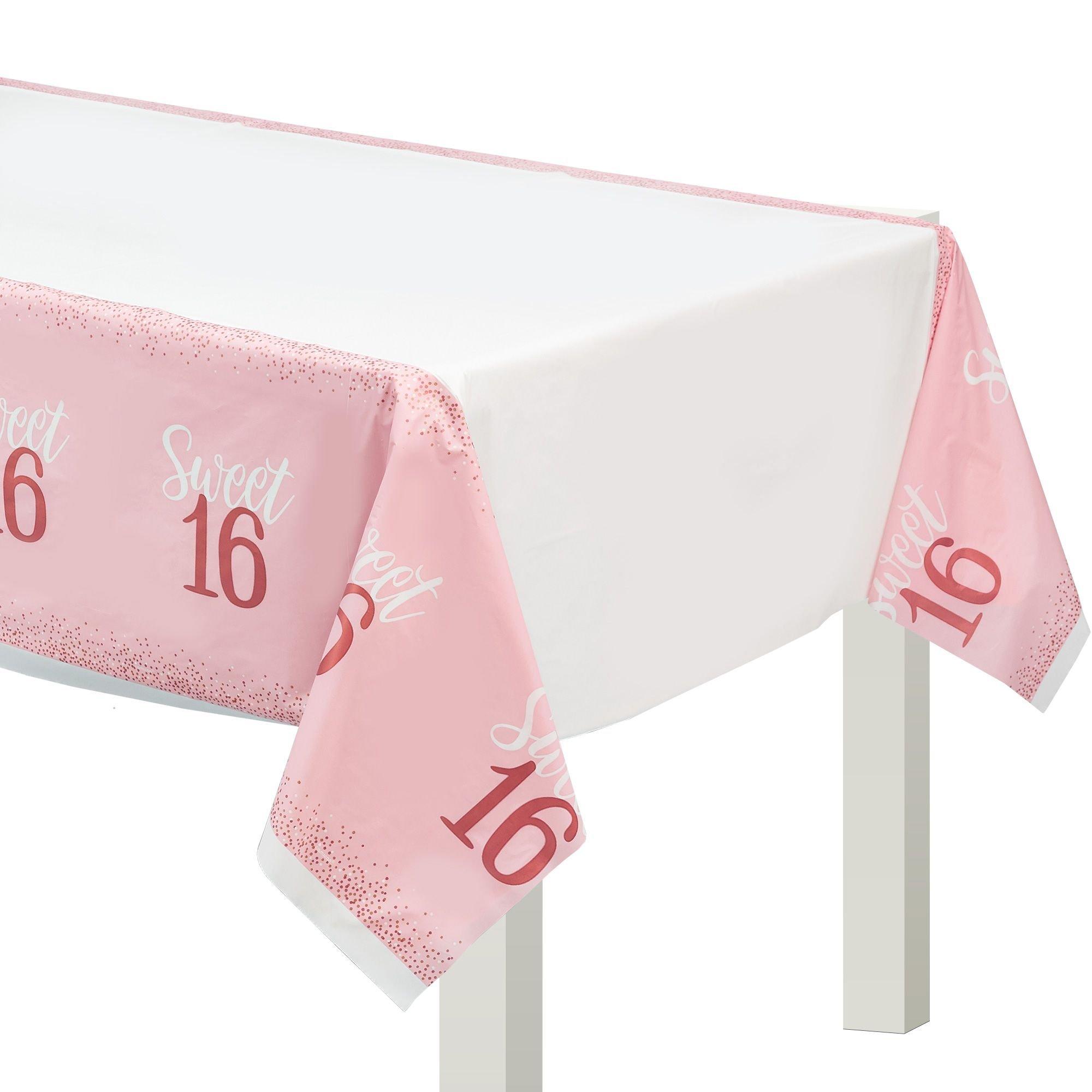 Rose Gold & Pink Sweet 16 Table Cover