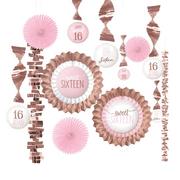 Metallic Gold & Pink Sweet 16 Decorating Kit 13pc