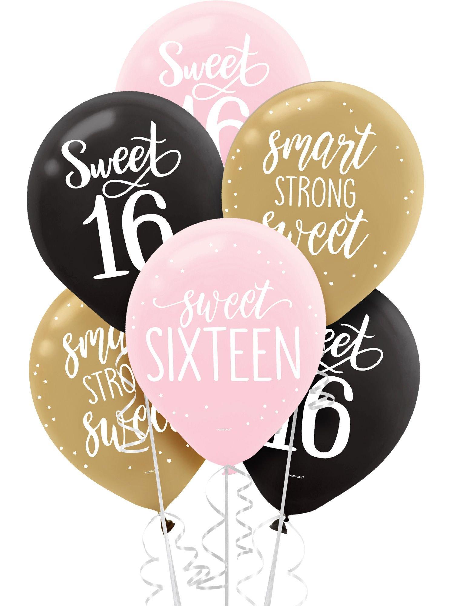 15ct, Gold & Pink Sweet 16 Balloons