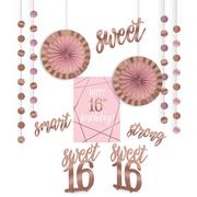 Metallic Gold & Pink Sweet 16 Room Decorating Kit 12pc