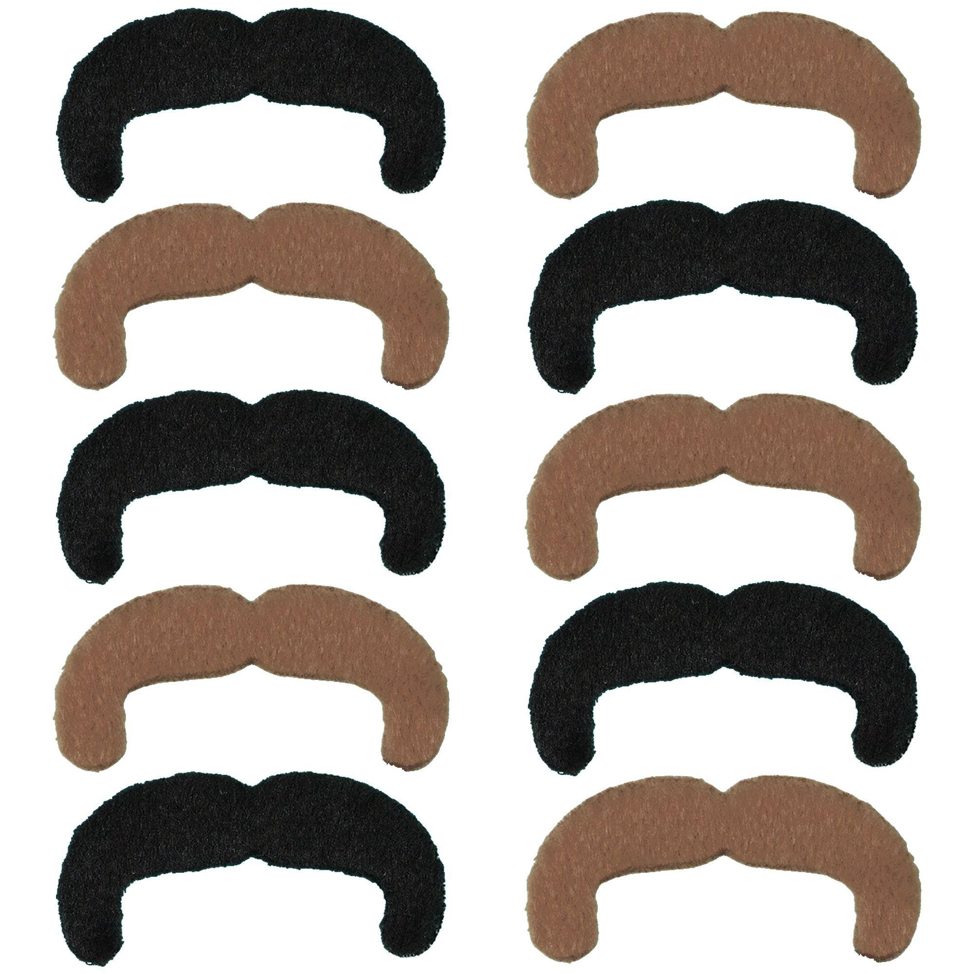 Black & Blond 70s Moustaches 10ct | Party City