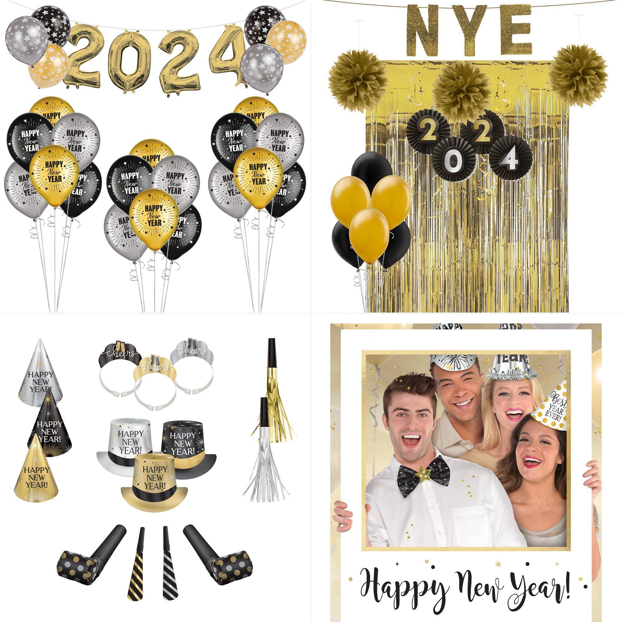 DIY Gold Champagne Celebration New Year's Eve 2024 Balloon Backdrop Kit