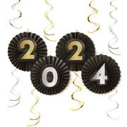 Black, Silver, & Gold New Year's Eve 2023 Decorating & Accessory Kit for 200 Guests