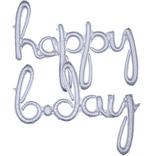 Air-Filled Prismatic Happy B-Day Cursive Letter Balloon Banners 2ct