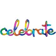 Air-Filled Rainbow Splash Celebrate Cursive Letter Balloon Banner