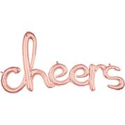 Air-Filled Rose Gold Cheers Cursive Letter Balloon Banner
