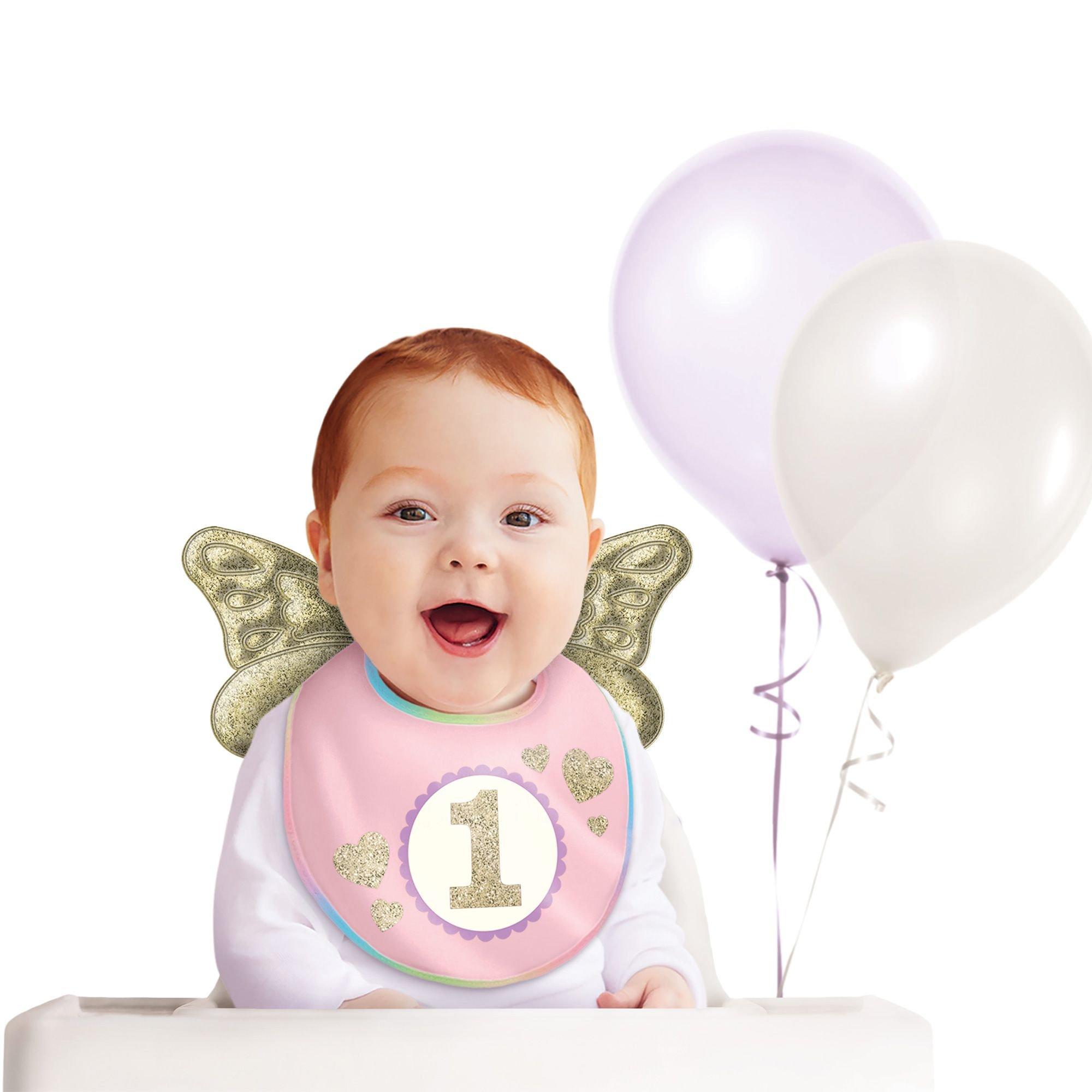 Glitter Gold & Pink 1st Birthday Bib