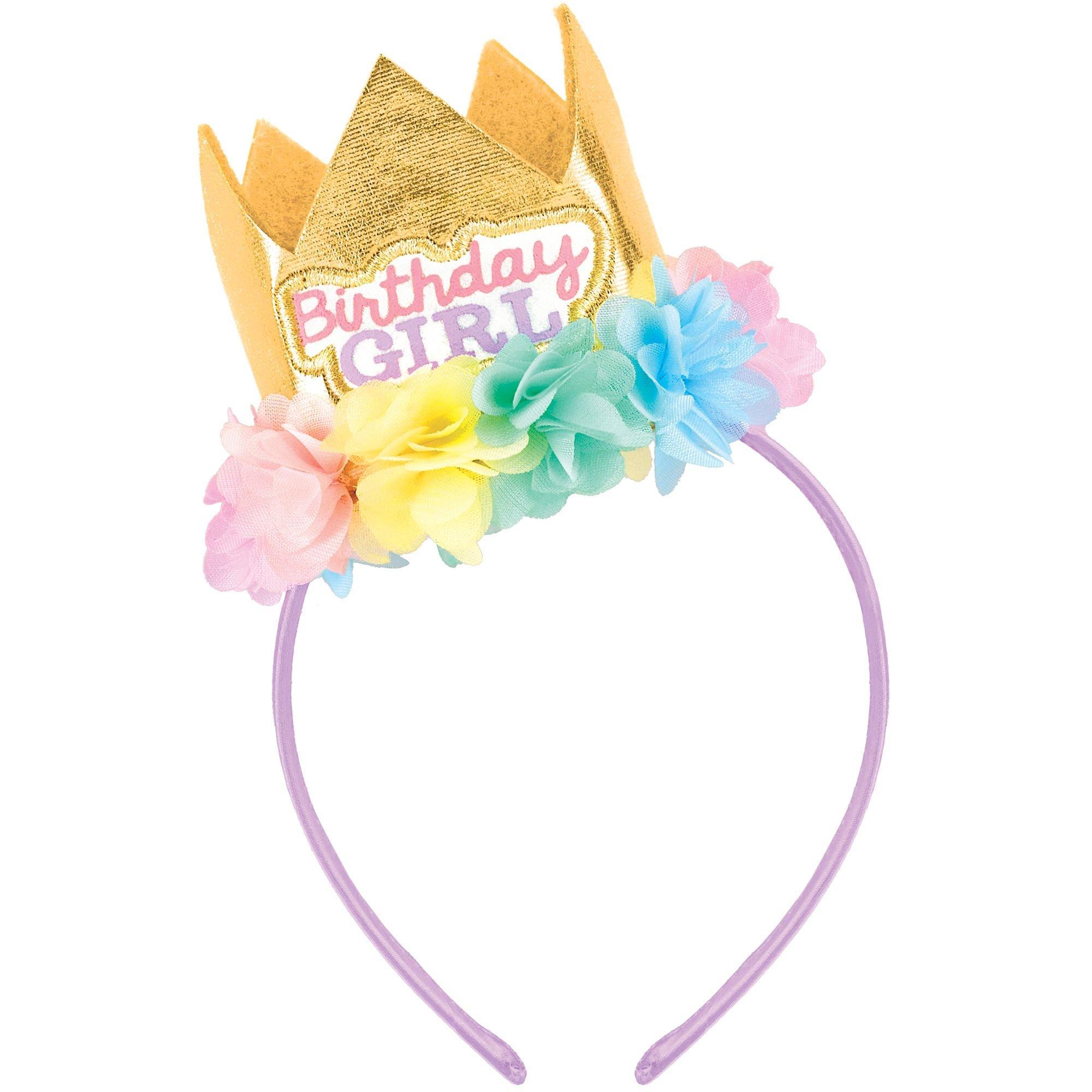 1st Birthday Girl Crown Headband 4 1/2in x 3 1/2in | Party City