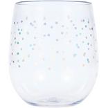 Iridescent Dots Plastic Stemless Wine Glass