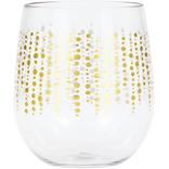 Glittering Gold Dots Plastic Stemless Wine Glass