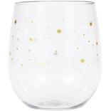 Gold Stars Plastic Stemless Wine Glass